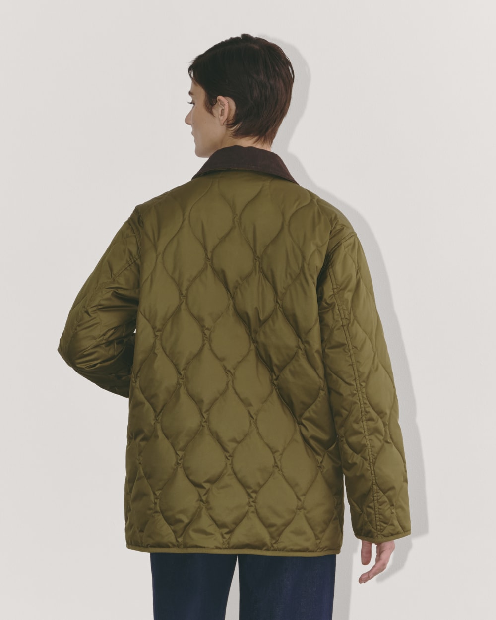 The Quilted Ranch Jacket in Olive — detail view