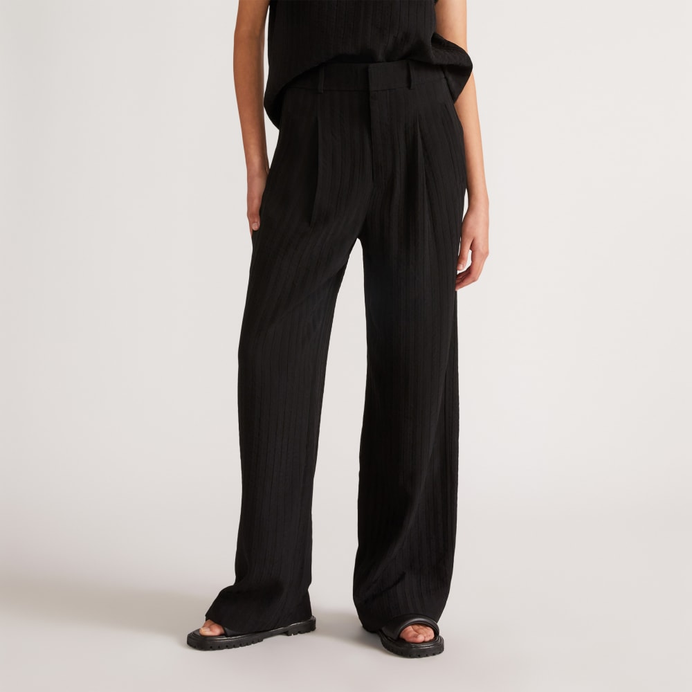 The City Stripe Way-High® Drape Pant in Black — front view
