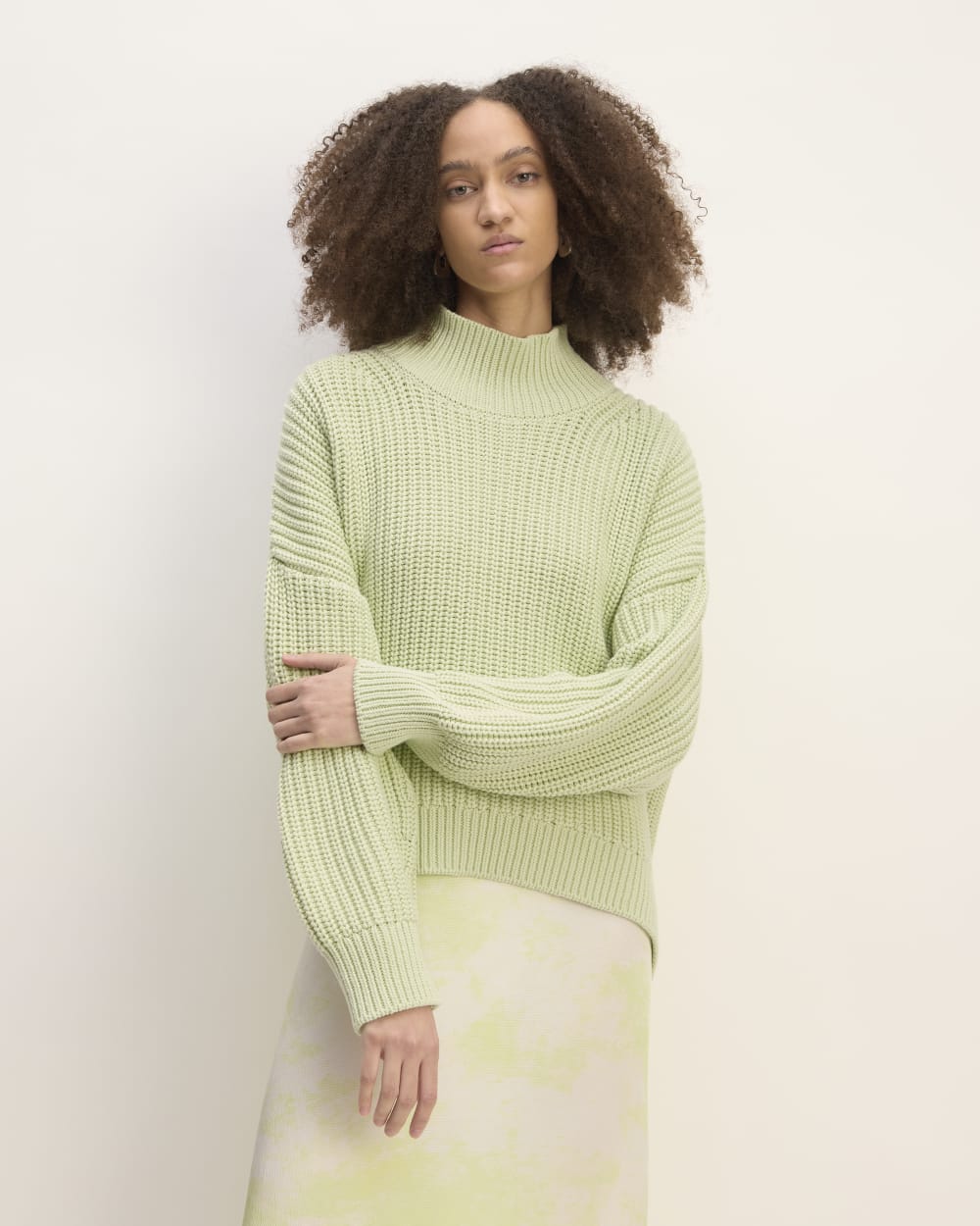 The Everlane x Marques' Almeida Turtleneck in Seafoam Green — front view