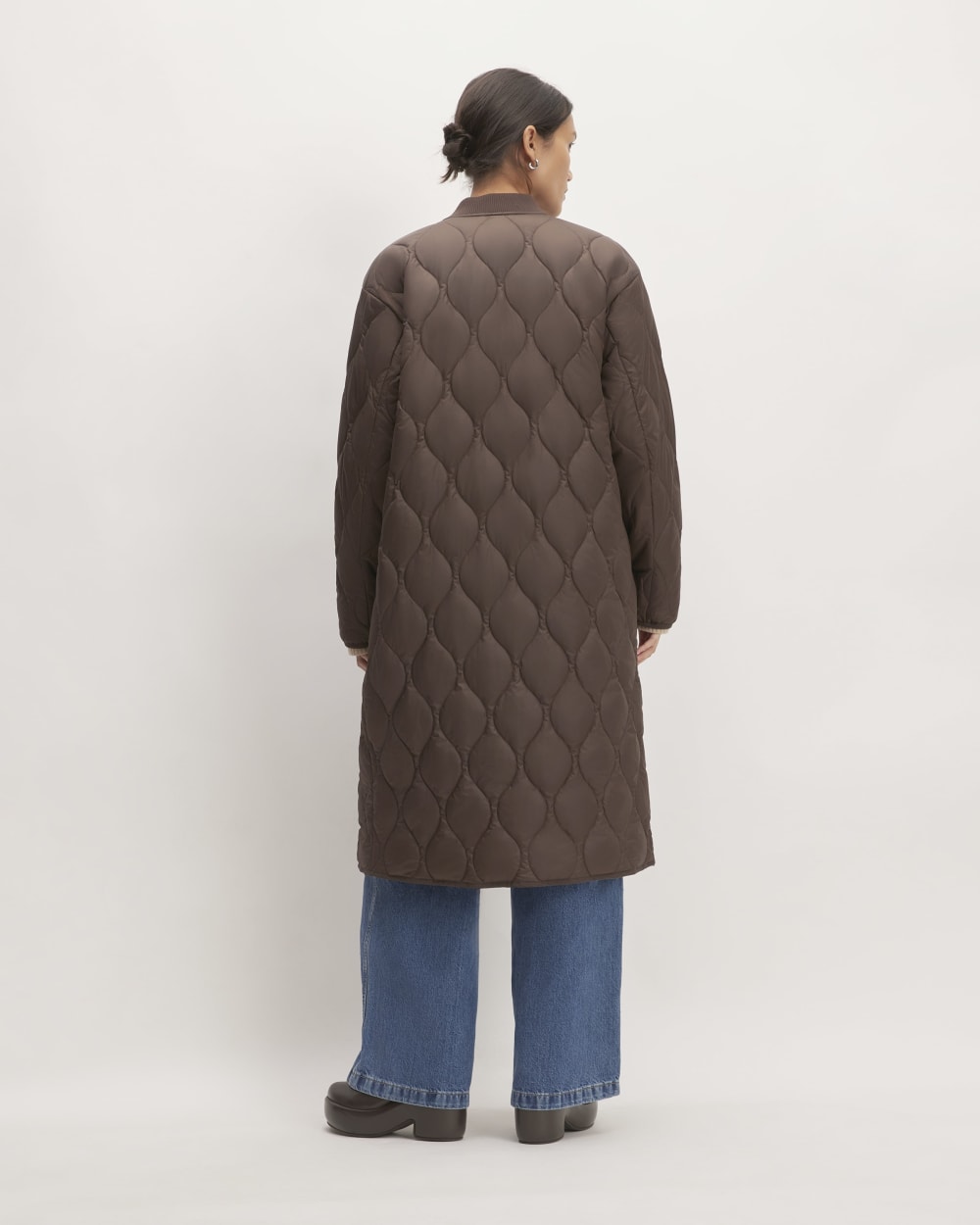 The ReNew Long Liner in Earth Brown — detail view