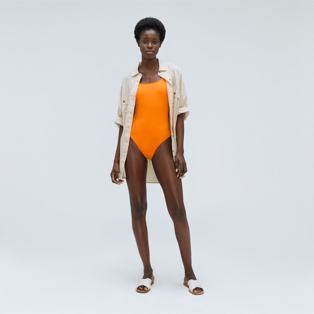The Square-Neck One-Piece in Turmeric — detail view
