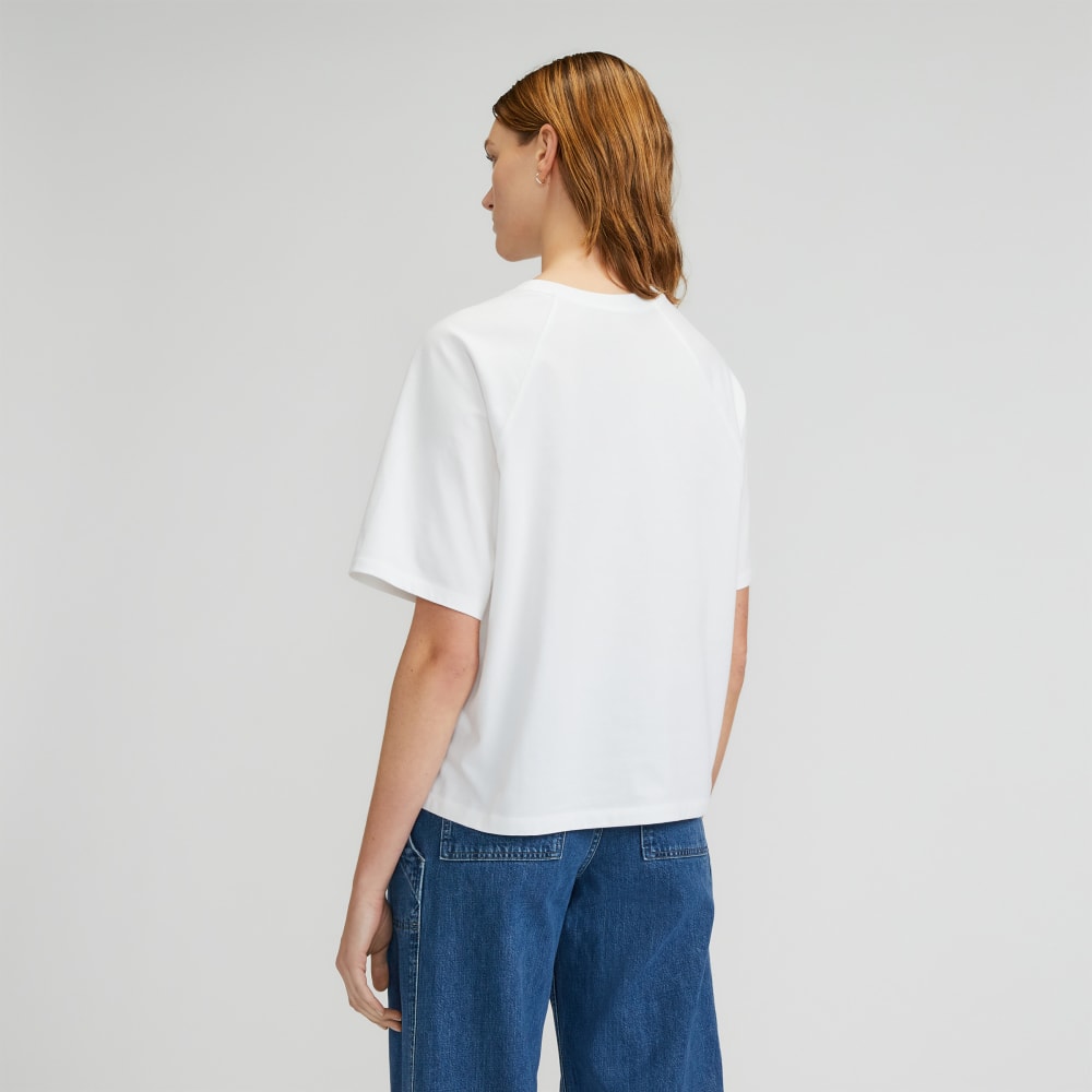The Organic Cotton Raglan Tee in White — detail view
