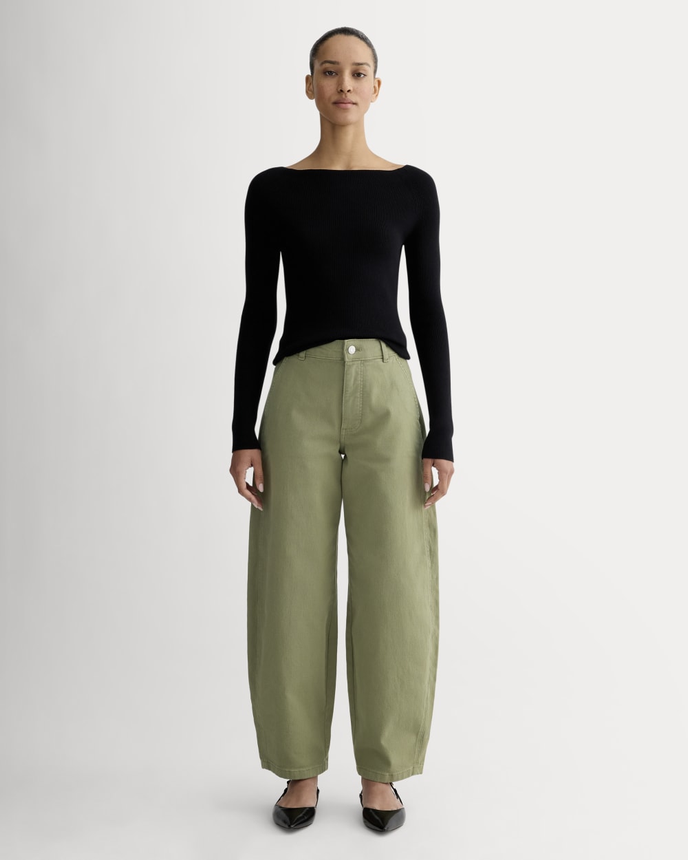 The Utility Curve Pant in Sagebrush — front view
