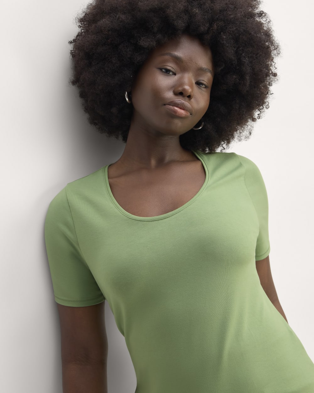 The Form Scoop-Neck Tee in Jade Green — front view