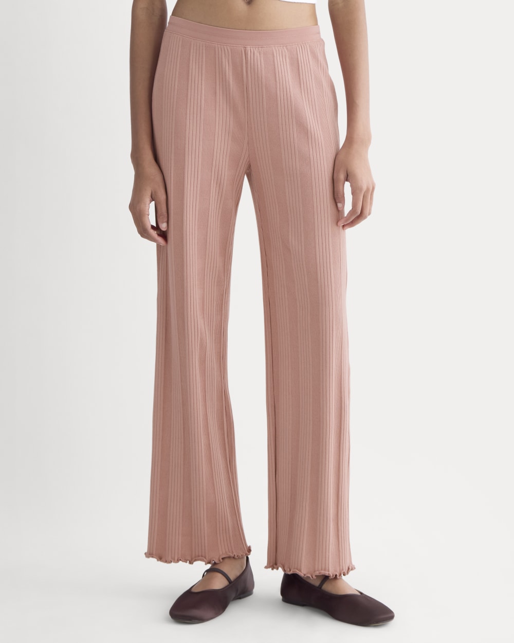Lounge Rib Pant in Ash Rose — detail view