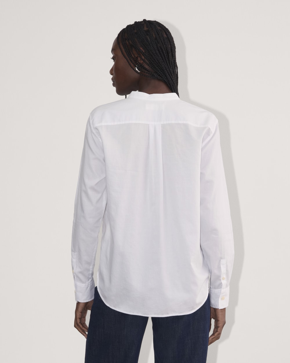 The Tuxedo Shirt in Silky Cotton in White — detail view
