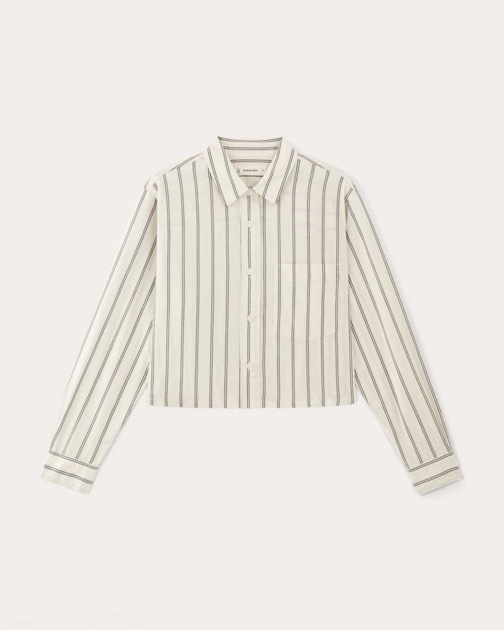 The Way-Short Shirt in Silky Cotton in Bone / Black — alternate view