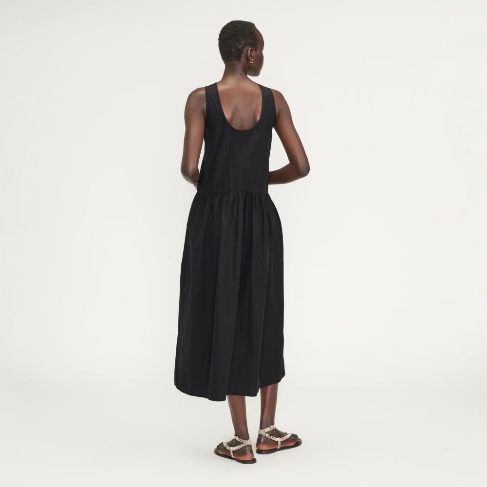 The Poplin Summer Dress in Black — detail view
