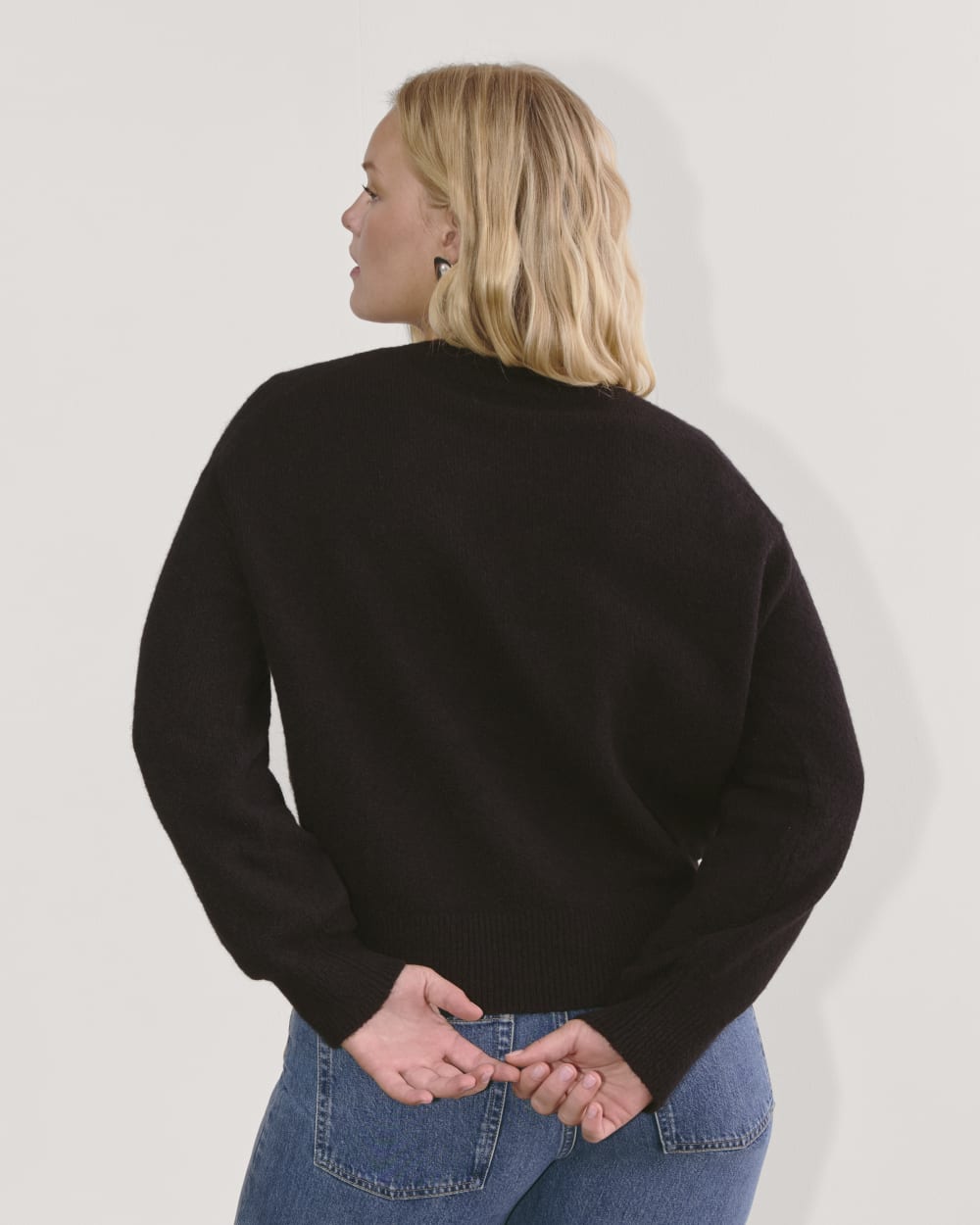 The Cocoon Crew in Plush Cotton in Black — detail view
