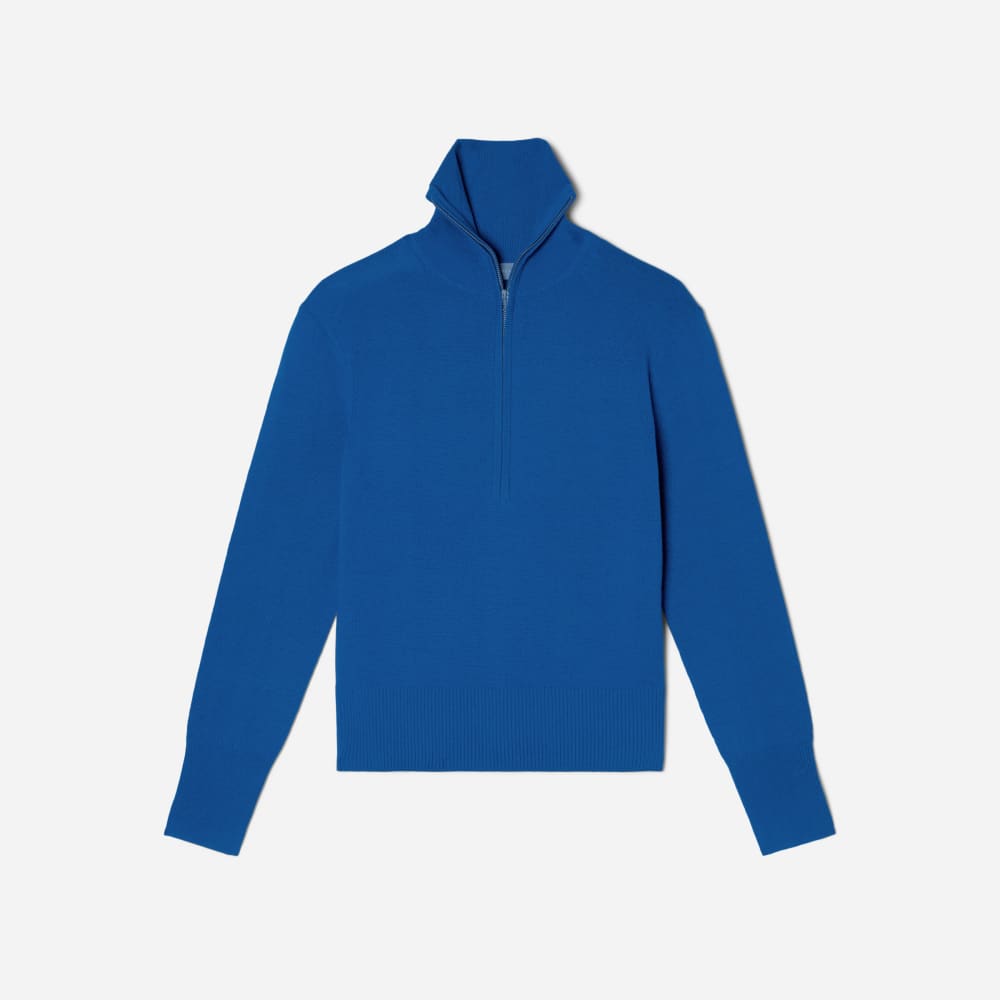 The Luxe Merino Half-Zip Sweater in Lapis Blue — alternate view