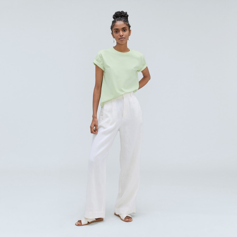 The Box-Cut Tee in Essential Cotton in Seafoam Green — detail view