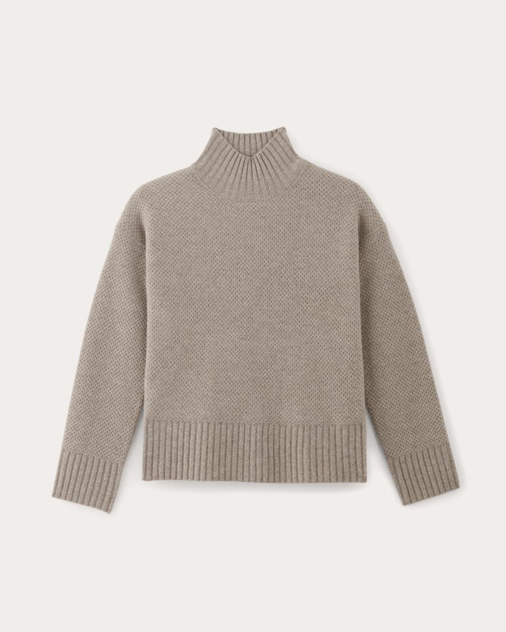 The Honeycomb Funnel Neck in Wool Cashmere in Oatmeal — alternate view