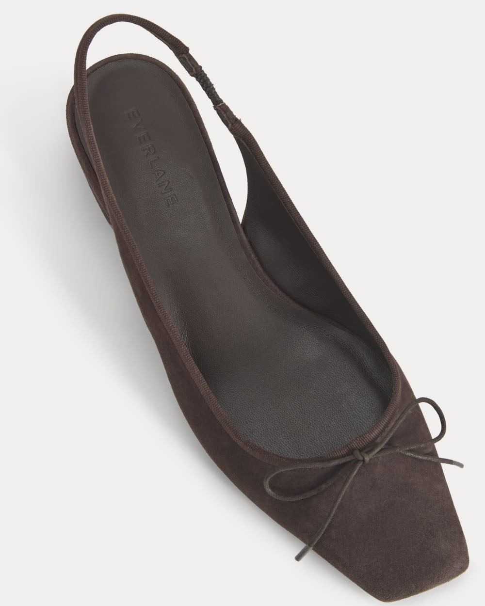 The Ballet Slingback Heel in Dark Chocolate — detail view