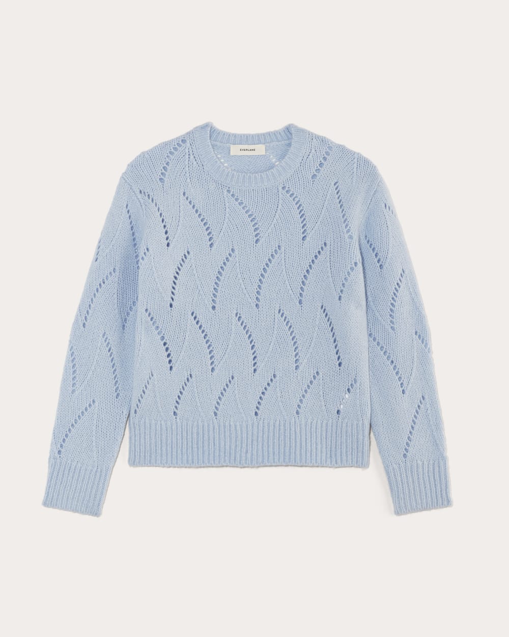 The Pointelle Sweater in Cloud in Chambray Blue — alternate view