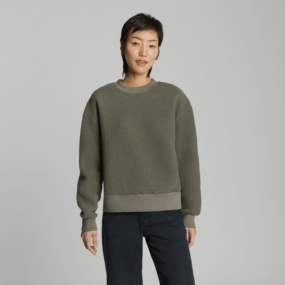 The ReNew Teddy Oversized Crew in Kalamata — front view