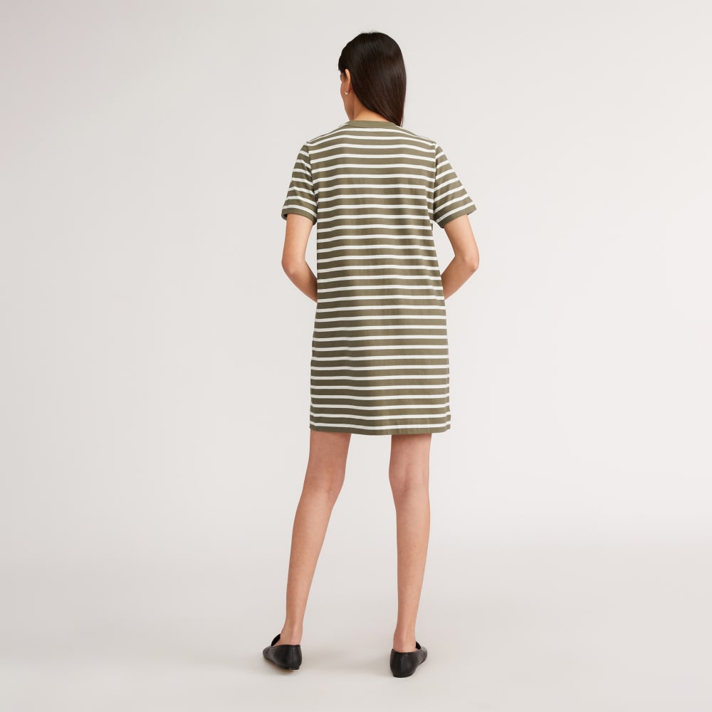 The Organic Cotton Weekend Tee Dress in Kalamata / Canvas Tan — detail view