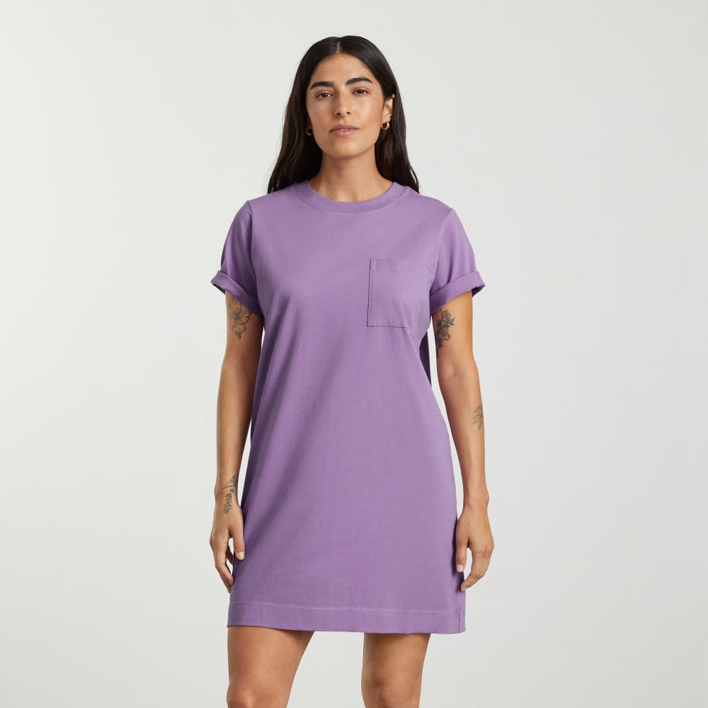 The Organic Cotton Weekend Tee Dress in Dark Orchid — alternate view