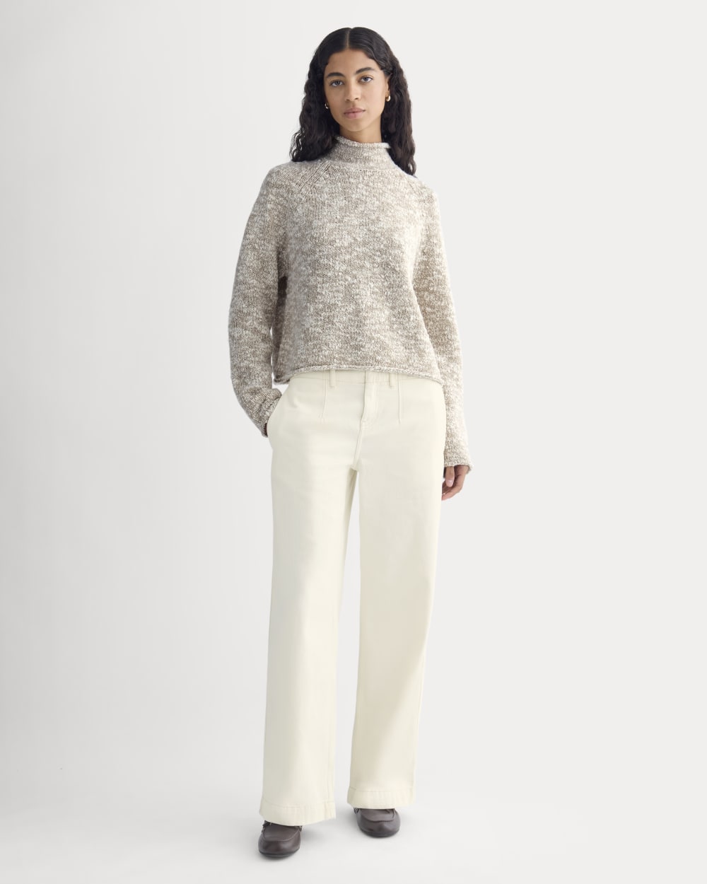 Rollneck Sweater in Bone/Trench Coat Twist — detail view