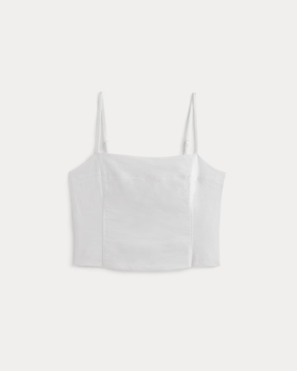 The Seamed Top in Stretch Linen in White — alternate view
