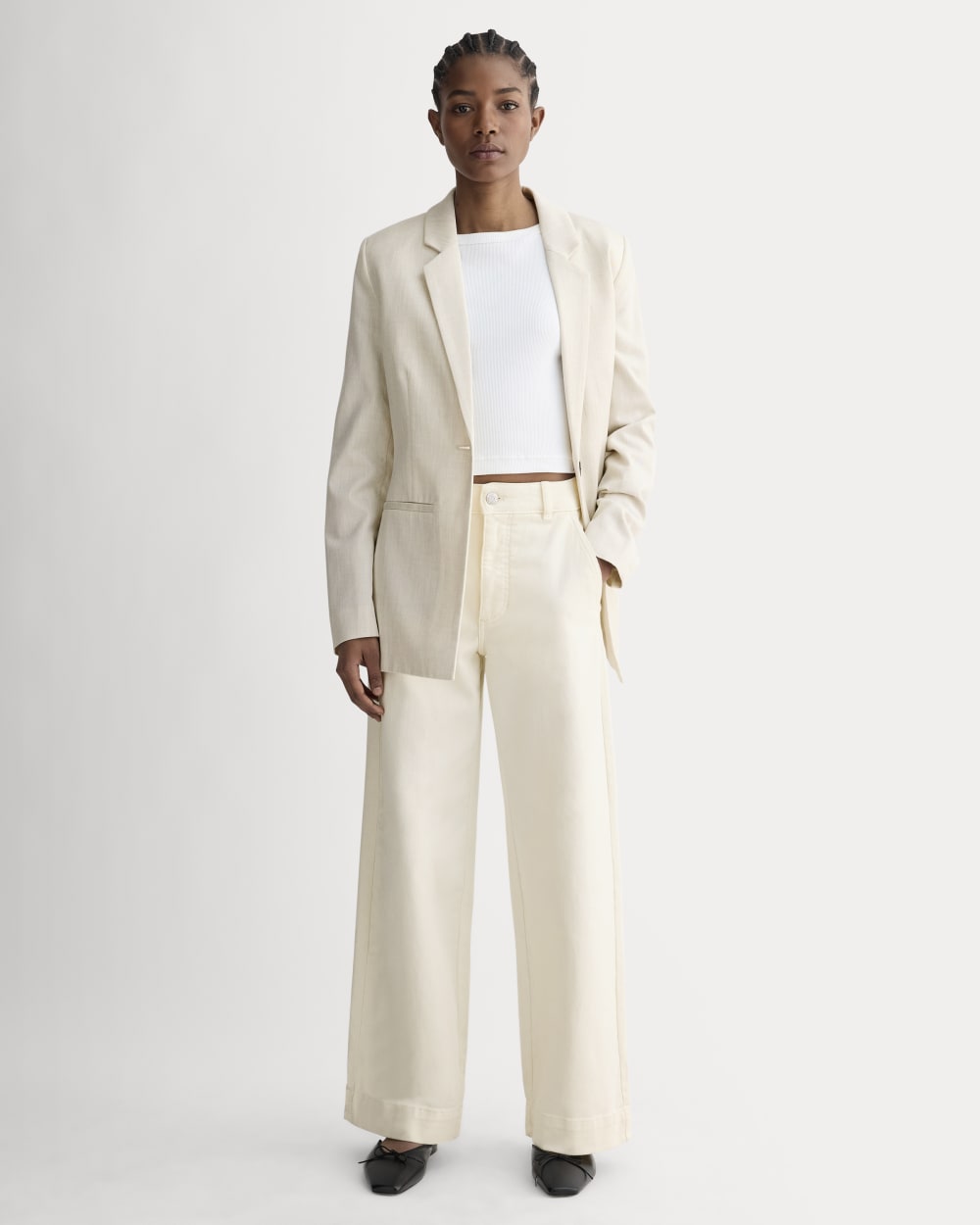 The Utility Wide-Leg Pant in Bone — front view