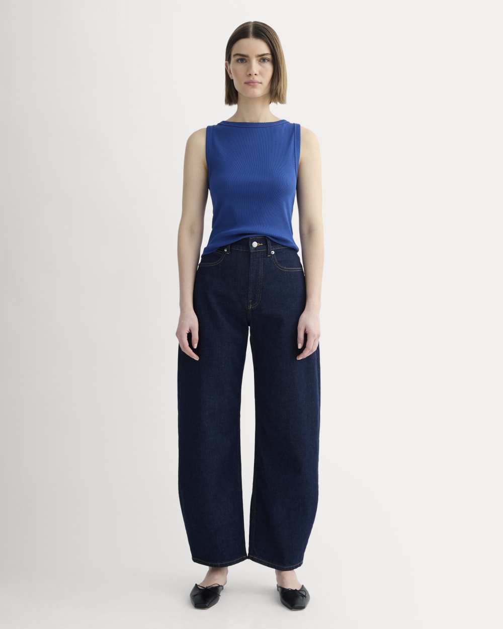 The Selfie Boatneck Tank in Bright Cobalt — detail view