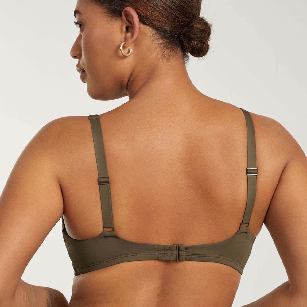 The Square-Neck Bikini Top in Beech — detail view