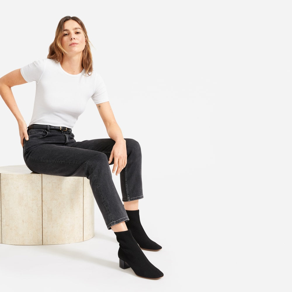 The Pima Micro-Rib Crew Tee in White — detail view