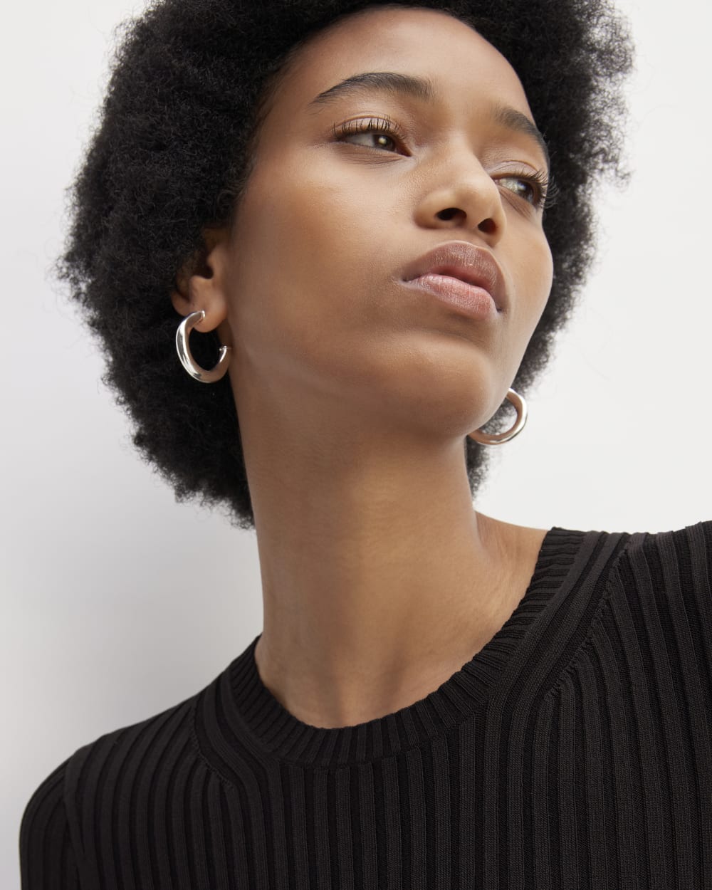 The Viscose Knit Crew in Black — detail view
