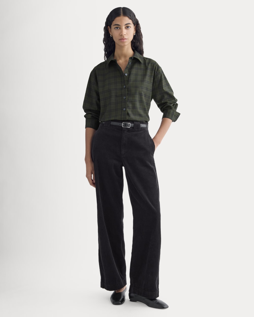 Everyday Shirt in Silky Cotton in Duffle Bag Plaid — detail view