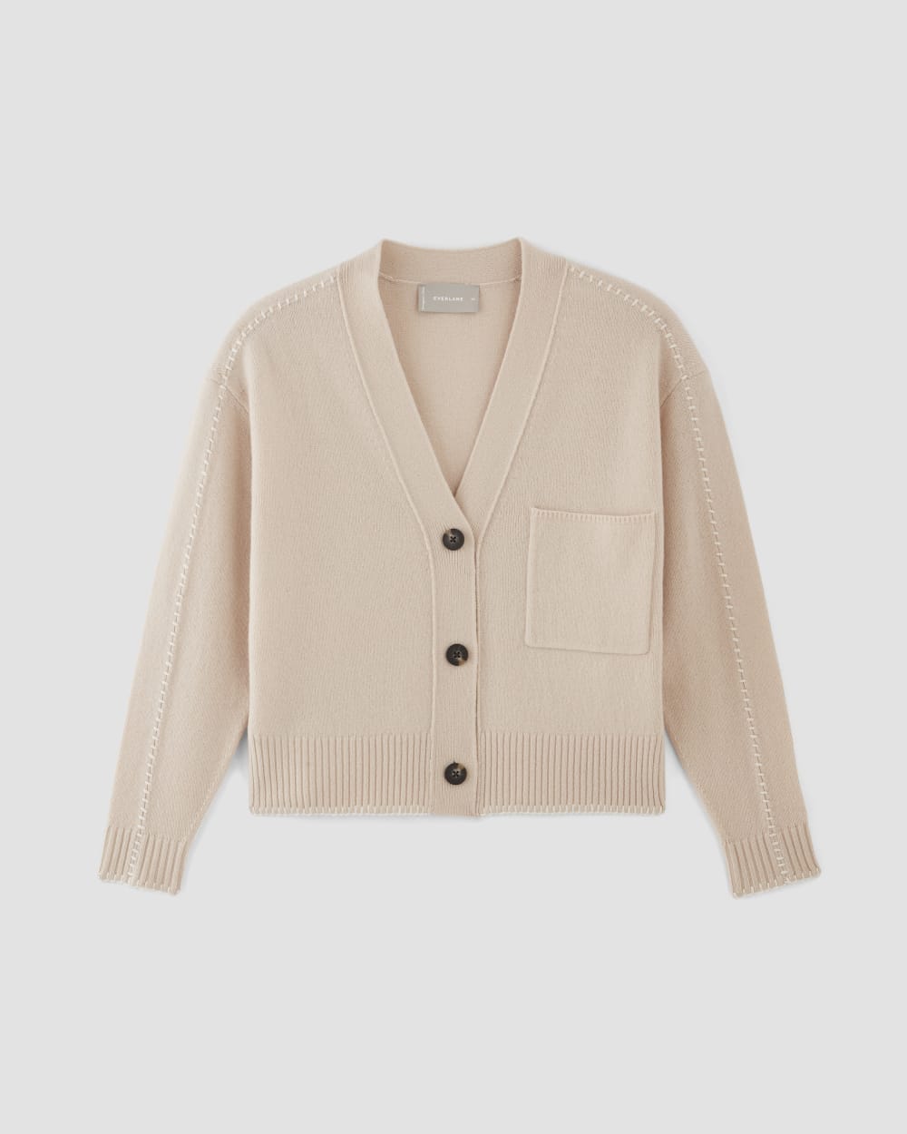 The Good Merino Wool Cardigan in Buttermilk / White — alternate view