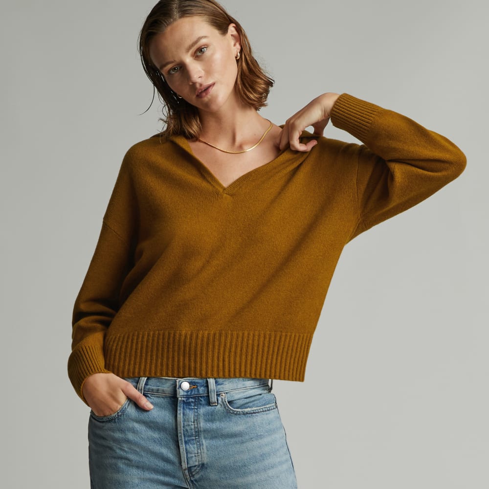 The Cashmere Polo in Tapenade — front view