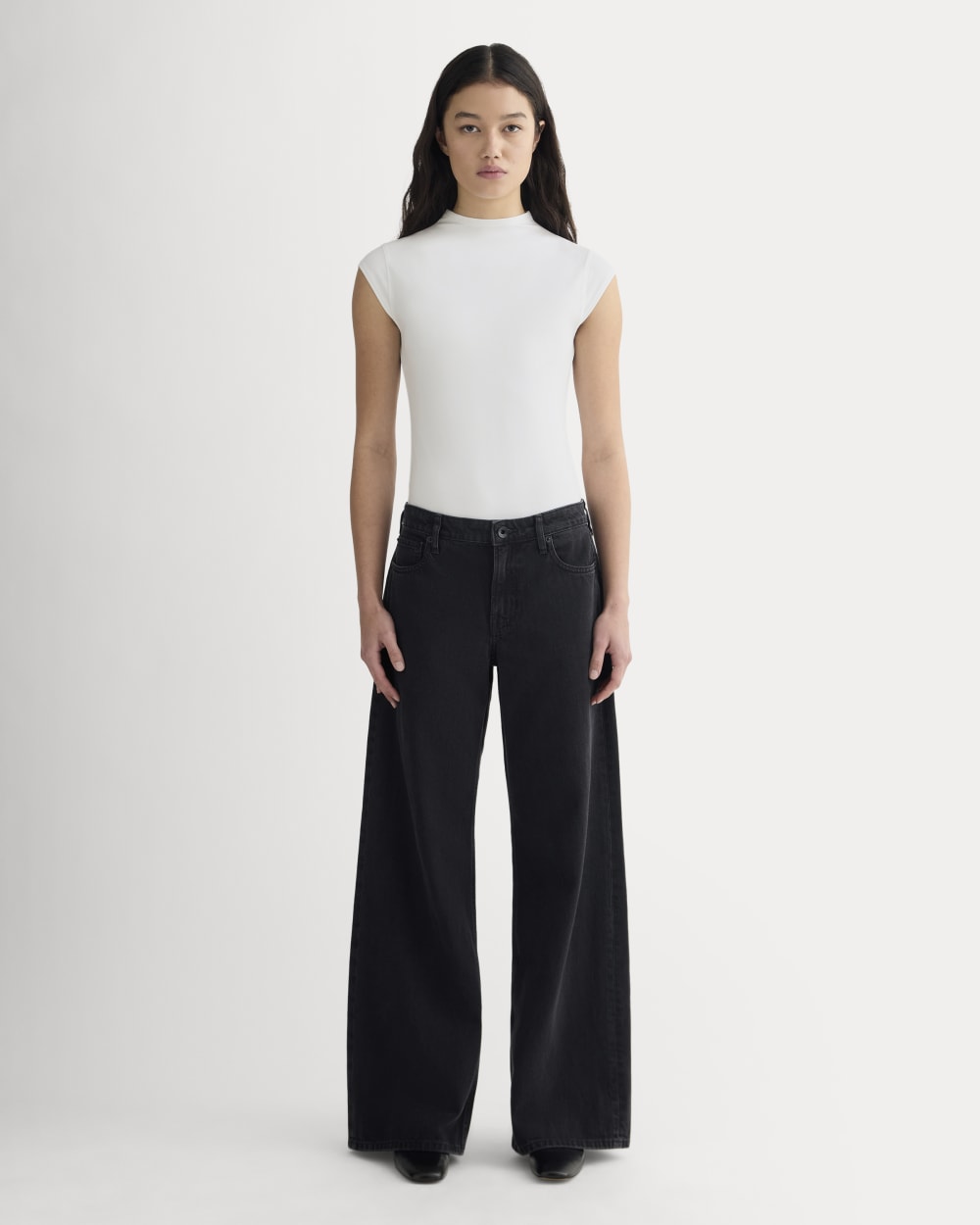 The Form Funnel-Neck Bodysuit in White — front view