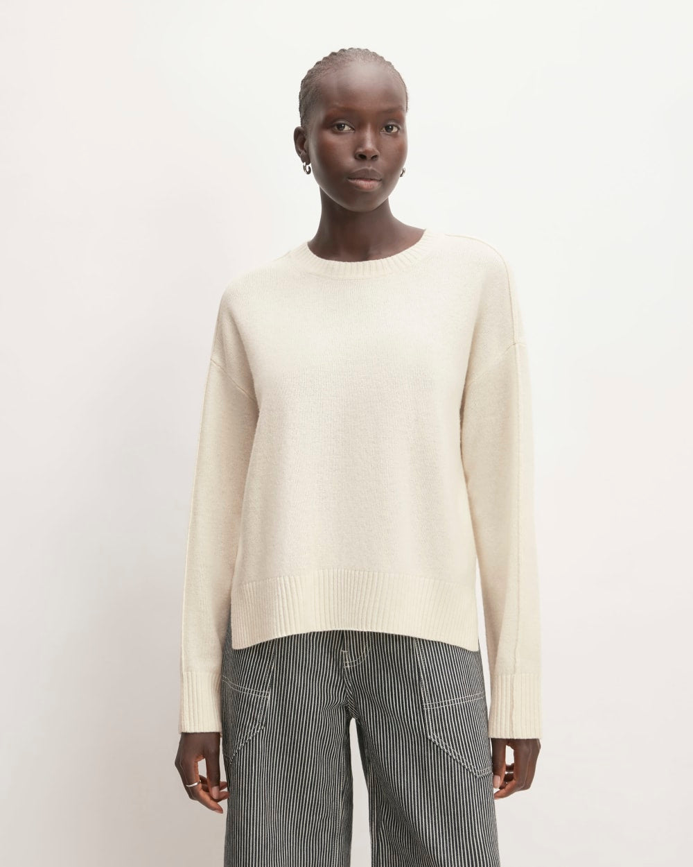 The Good Merino Wool Crewneck Sweater in Bone — front view