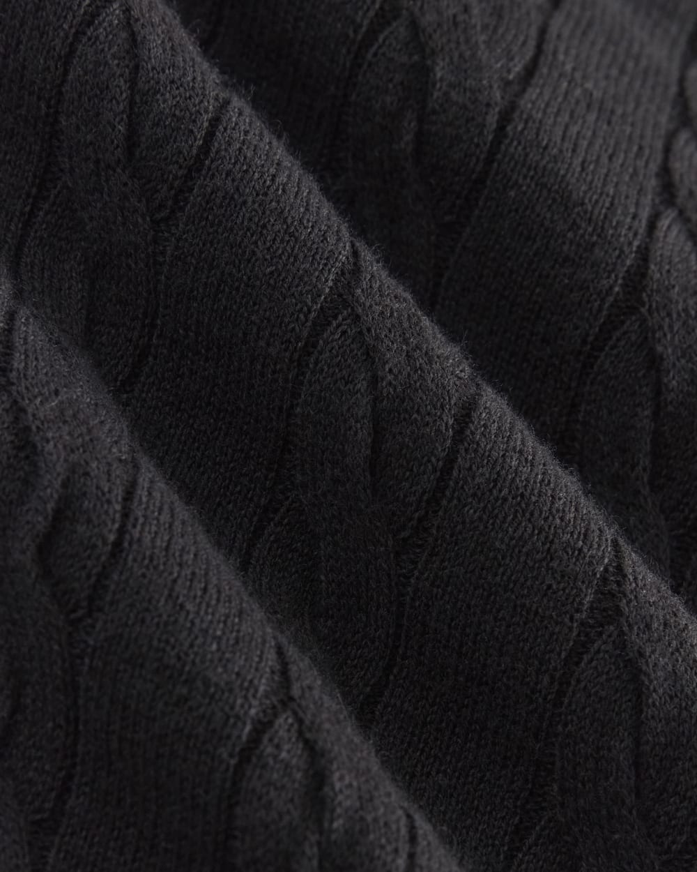 The Cable Halter in Cotton Cashmere in Black — detail view