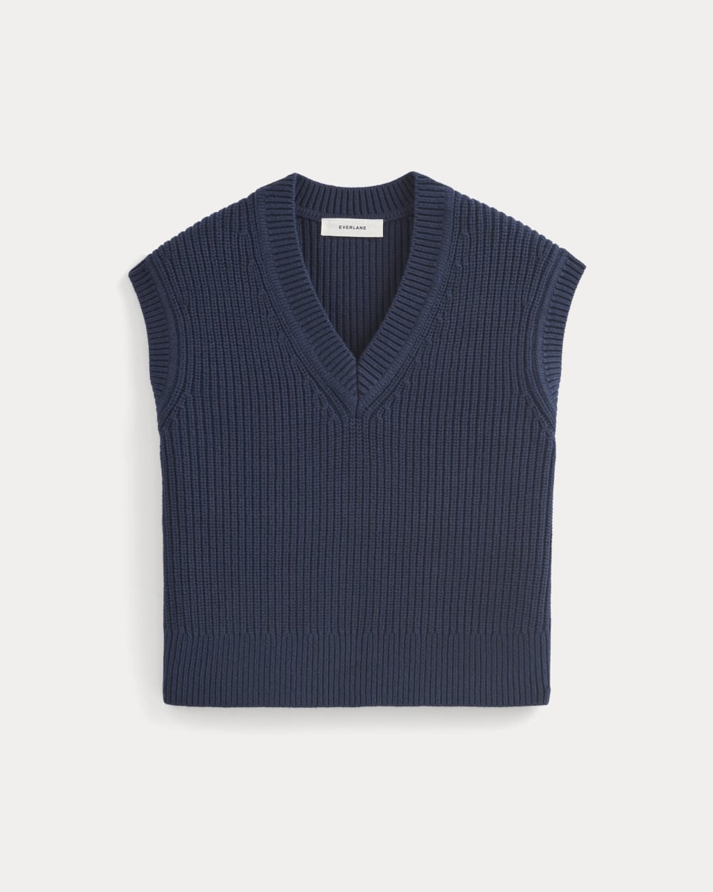 Ribbed V-Neck Vest in Everyday Cotton in Navy — alternate view