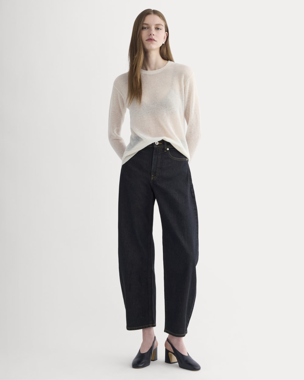 The Air Alpaca™ Relaxed Crew Top in Birch — detail view
