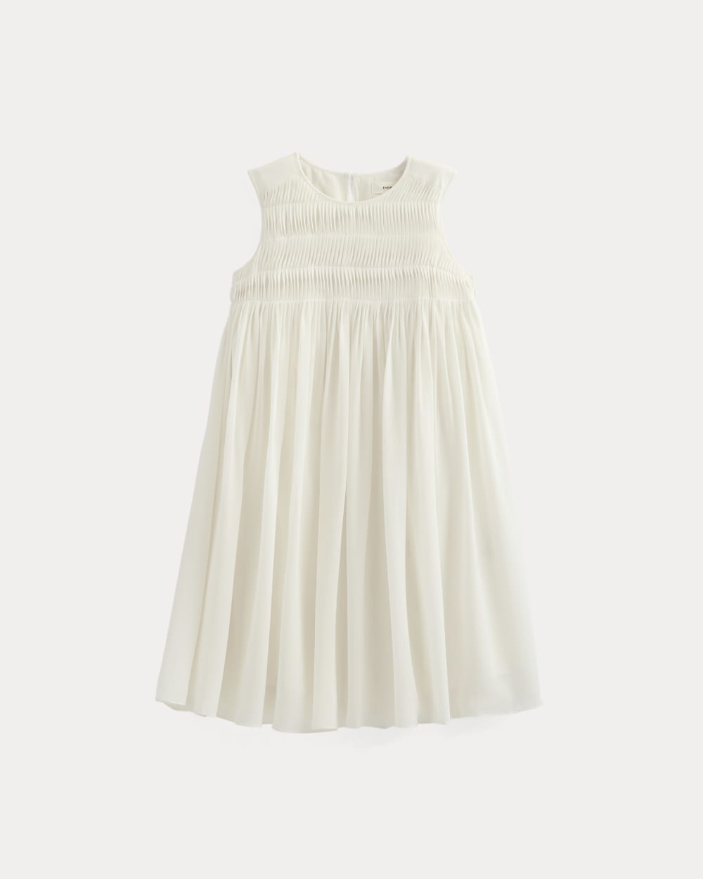 Twisted Pleated Mini Dress in Silk Georgette in Bone — alternate view