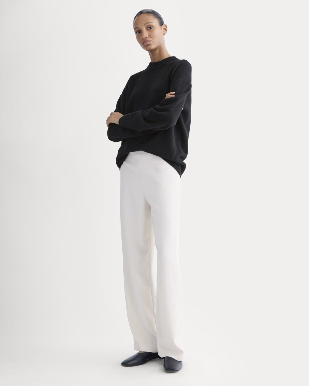 Drapey Crepe Pant in Birch — front view