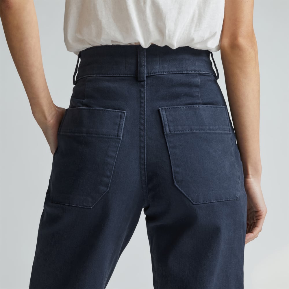 The Organic Straight-Leg Pant in Navy — detail view