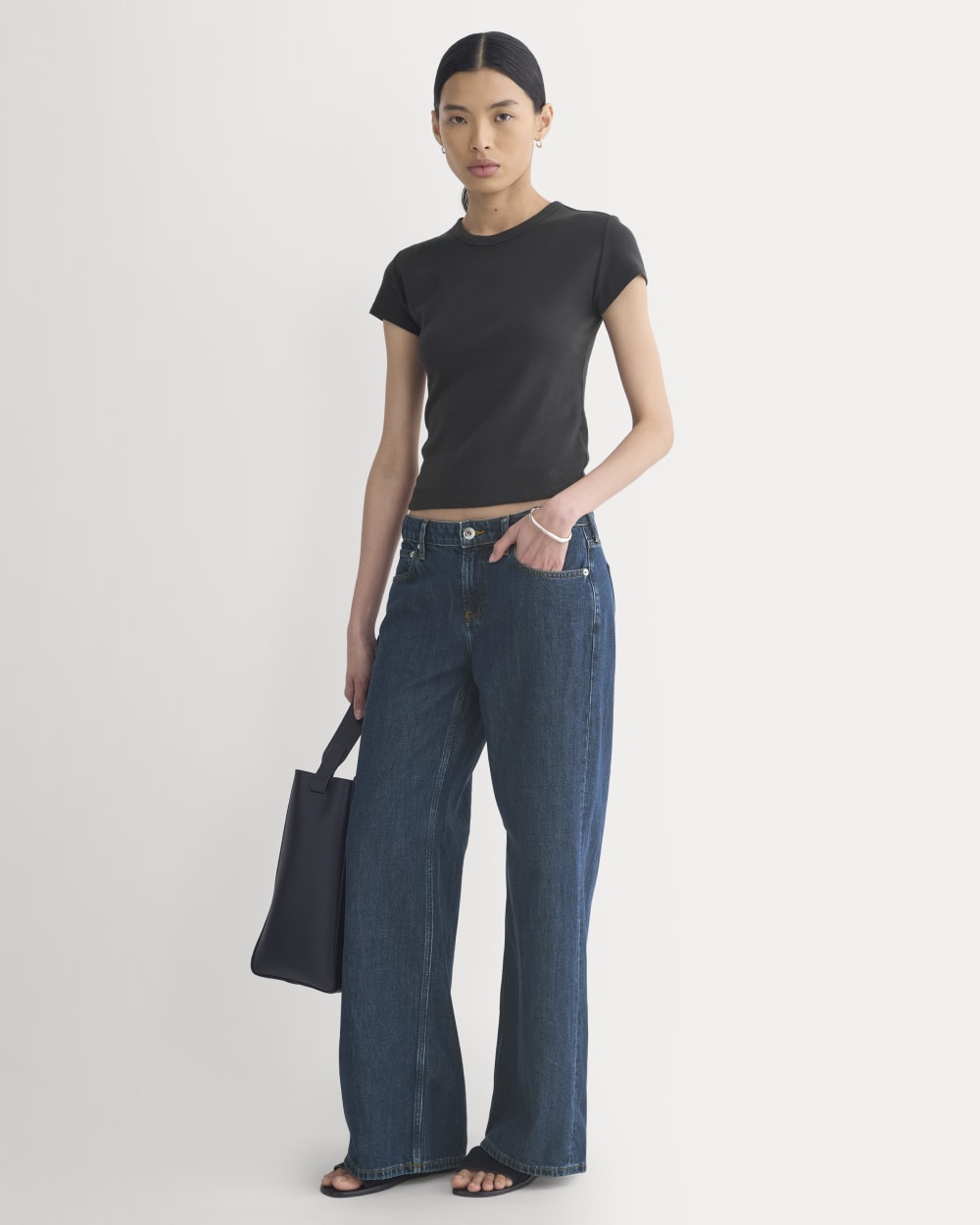 RetroSoft Cotton Crew in Black — detail view