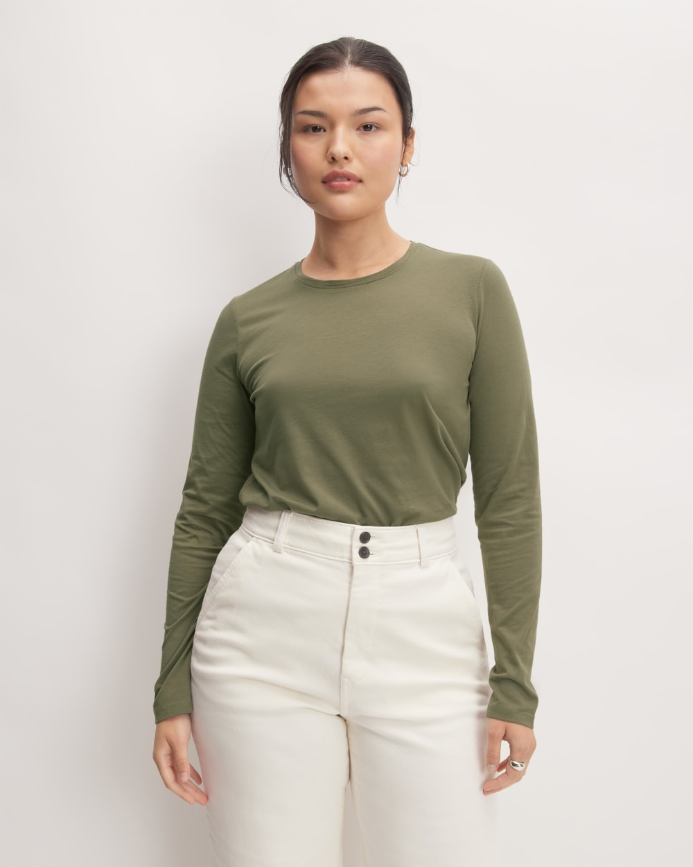 The Organic Cotton Long-Sleeve Crew in Kalamata — front view