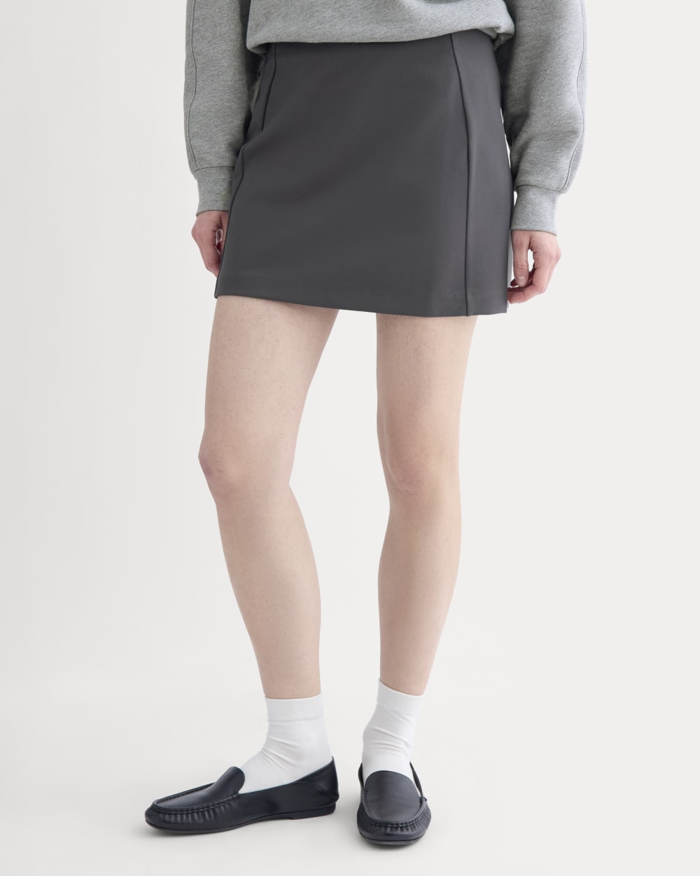 Ponte Mini Skirt in Graphite — detail view