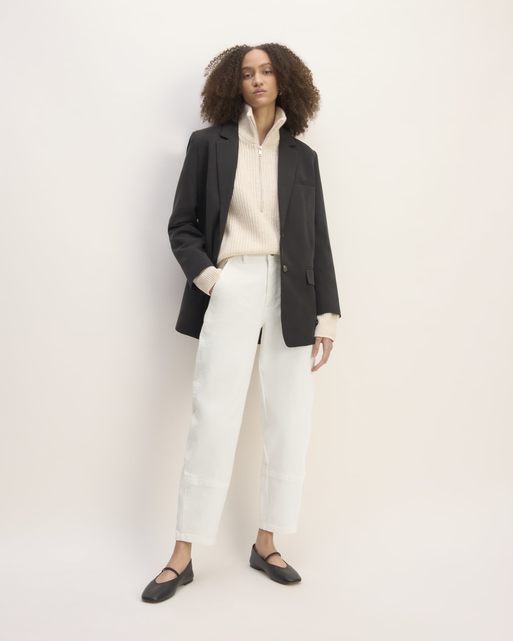 The Utility Barrel Pant in Bone — front view