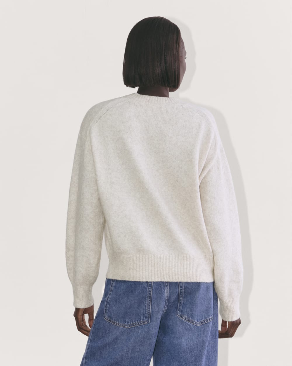 The Cocoon Crew in Plush Cotton in Heathered Oat — detail view