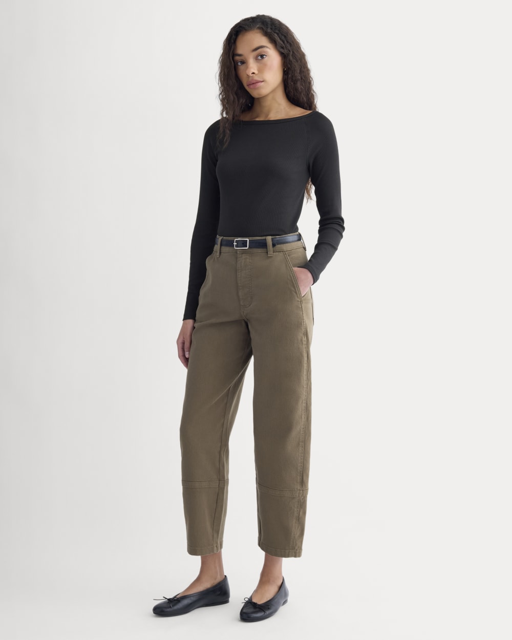 The Utility Barrel Pant in Beech — front view