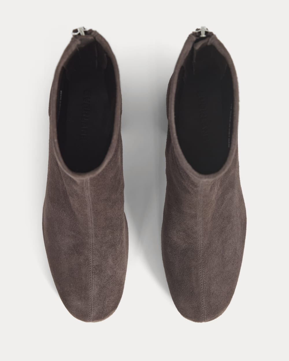 Leather Curved-Heel Boot in Dark Chocolate — detail view