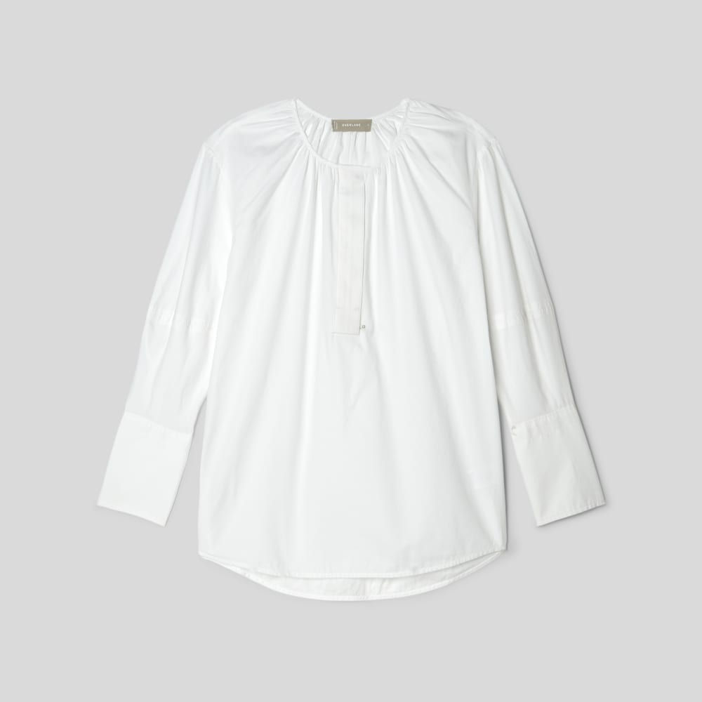 The Silky Cotton Balloon Sleeve Top in White — alternate view