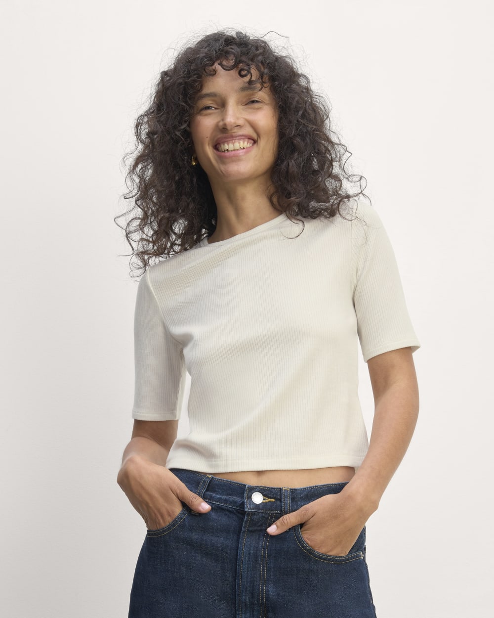 The Shimmy Tee in Bone — front view