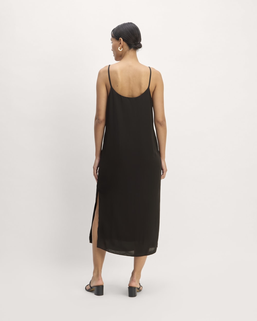 The Summer Slip Dress in Black — detail view