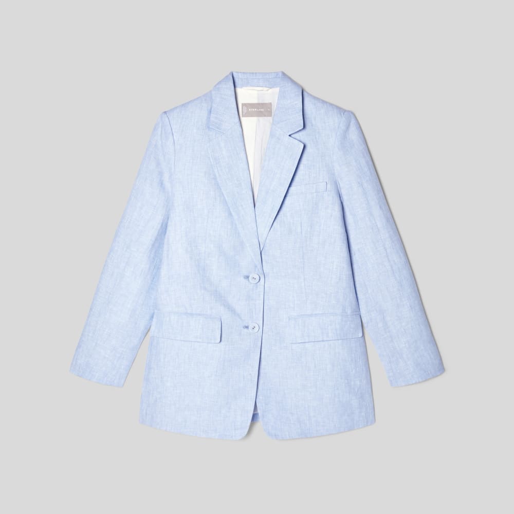 The Oversized Blazer in Linen in Light Blue — alternate view